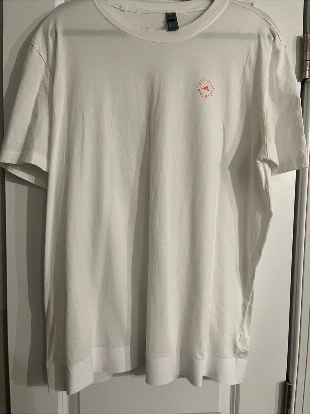 Adidas Stella McCartney Women’s  Crew Neck T-Shirt with Coral Logo